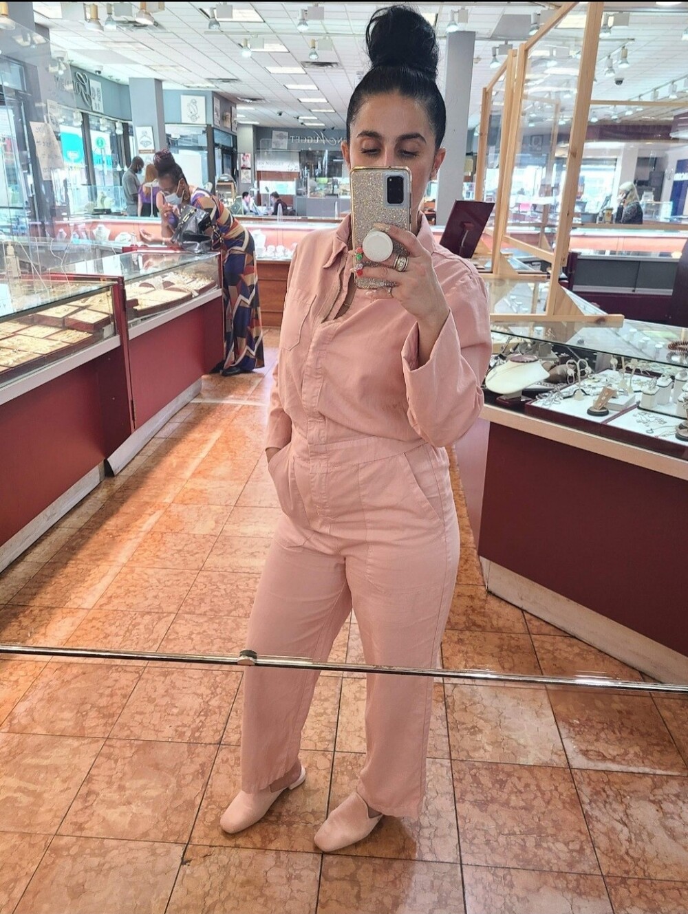 LACAUSA Blush Pink Relaxed-Fit Utility Jumpsuit